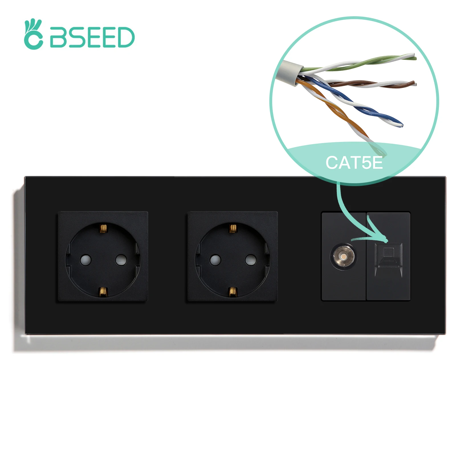

BSEED TV CAT5 розетка со стеклянной рамкой