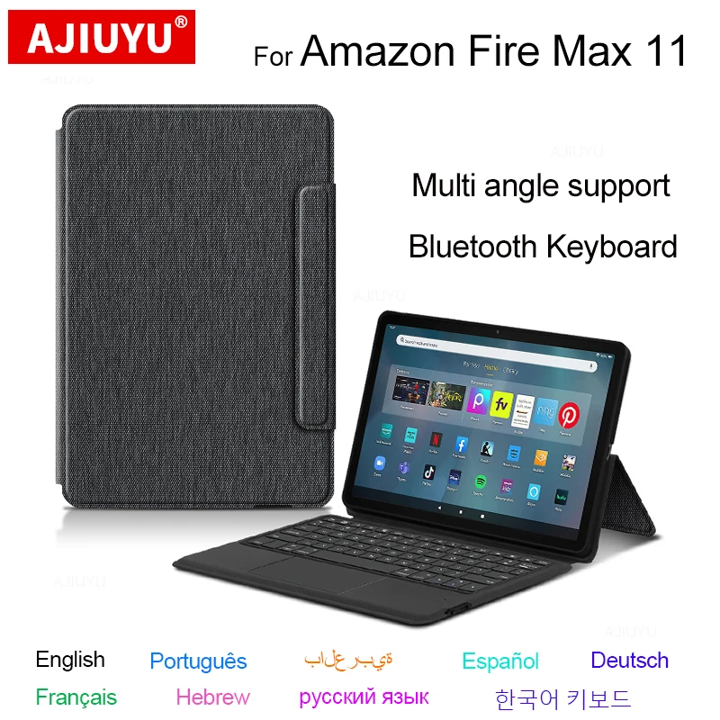 Wireless Keyboard Case Arabic German For Amazon Fire Max 11 inch 2023 Tablet StandCase Bluetooth Keyboard Cover With Touch Pad