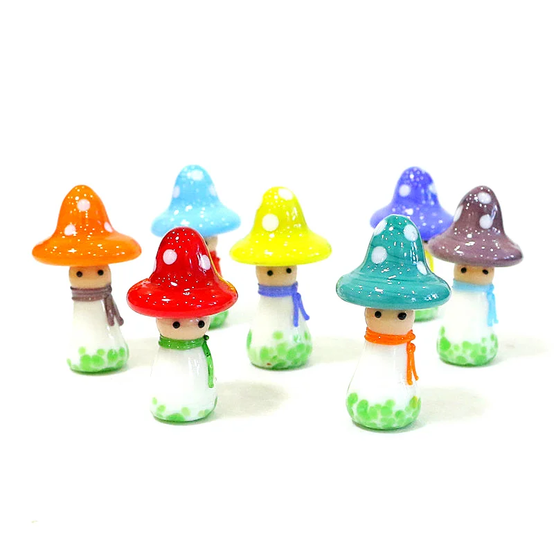 

Kawaii Decor Glass Mushroom Doll Mini Figurine Easter Ornaments Fairy Garden Home Desk Micro Landscape Bonsai Dollhouse Supplies