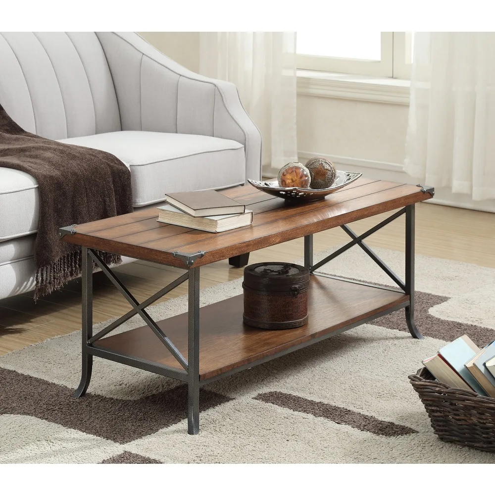 

Журнальный столик с полкой от бруклайн, темный орех/шифер, серый, Бесплатная мебель для гостиной и дома