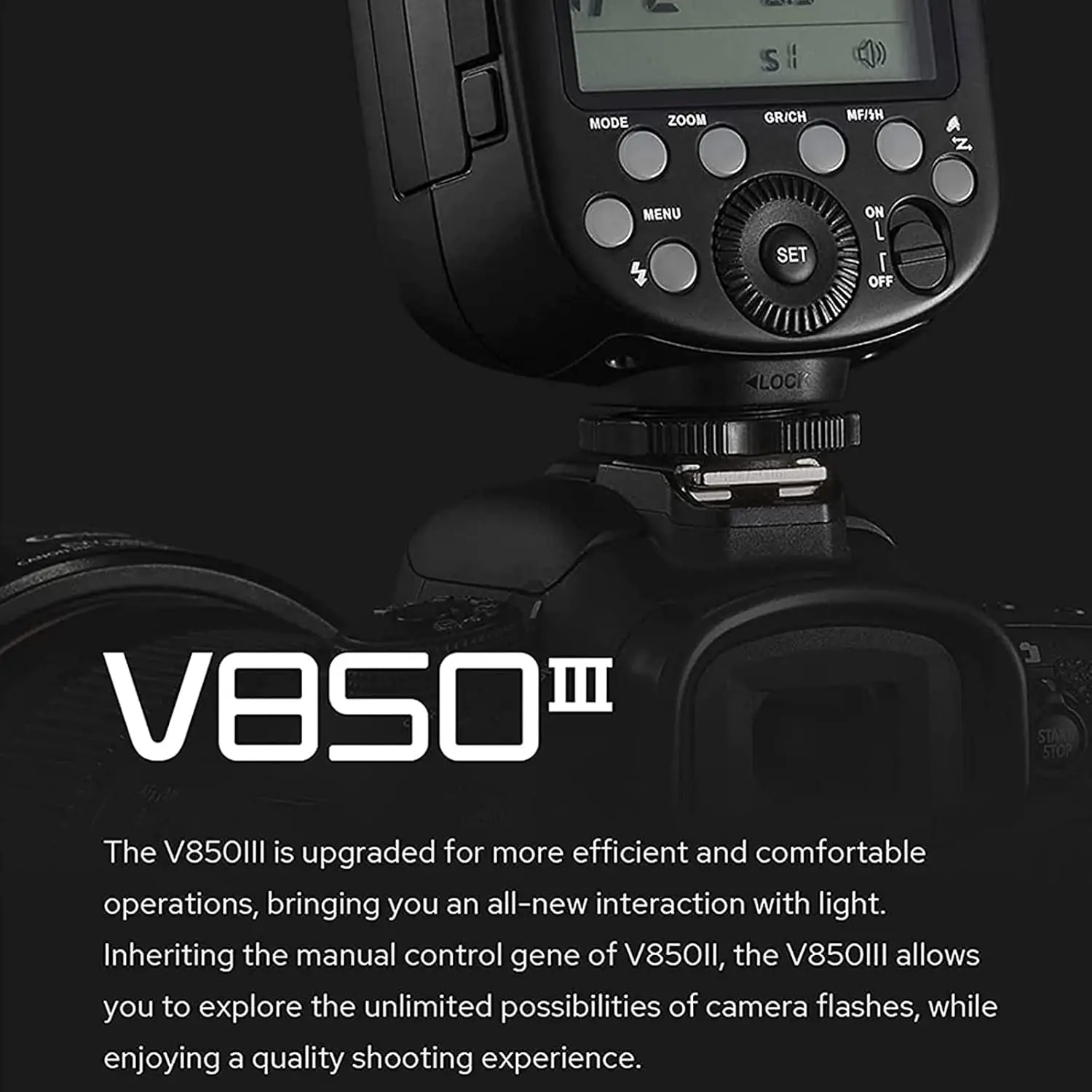 Фото Godox V850III GN60 Ручная вспышка 76 Вт·с 1/8000 с HSS 2.4G беспроводная связь 450 вспышек для Canon Nikon Sony Fuji Olympus №2