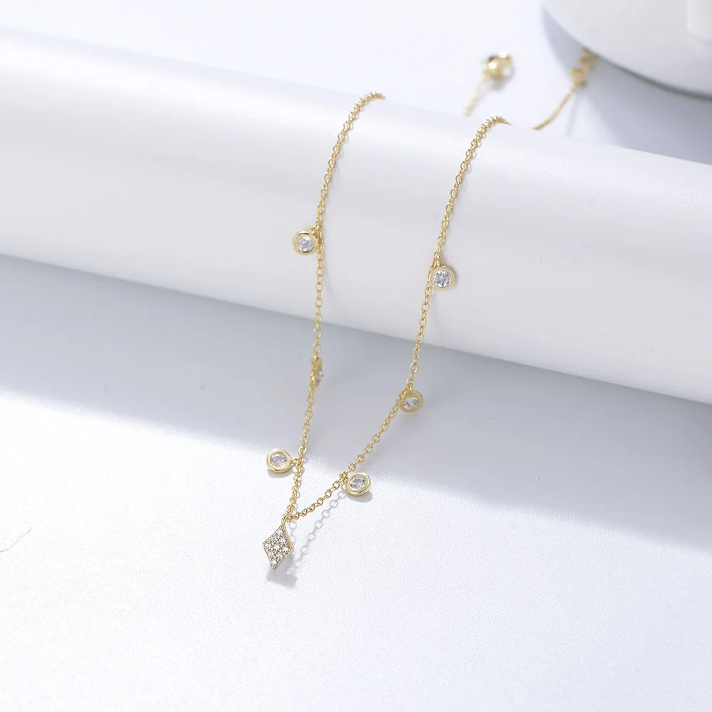 Ожерелье из серебра 925 пробы с круглым ромбом