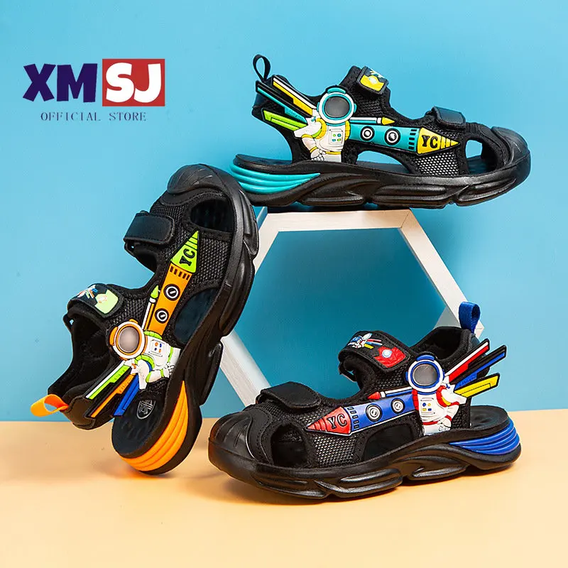 Enlarge Children's boys' shoes Children's toe wrap Summer leisure cartoon beach shoes Kindergarten indoor and outdoor breathable sandals