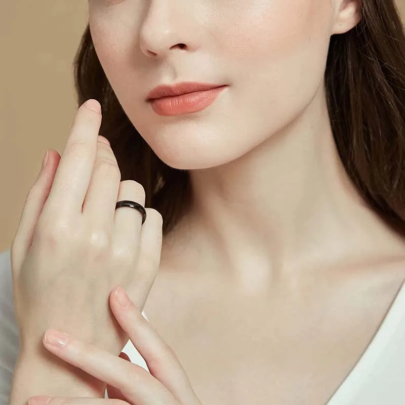 Tigrade 2/4/6/8 мм простое черное кольцо для мужчин и женщин титановое обручальное