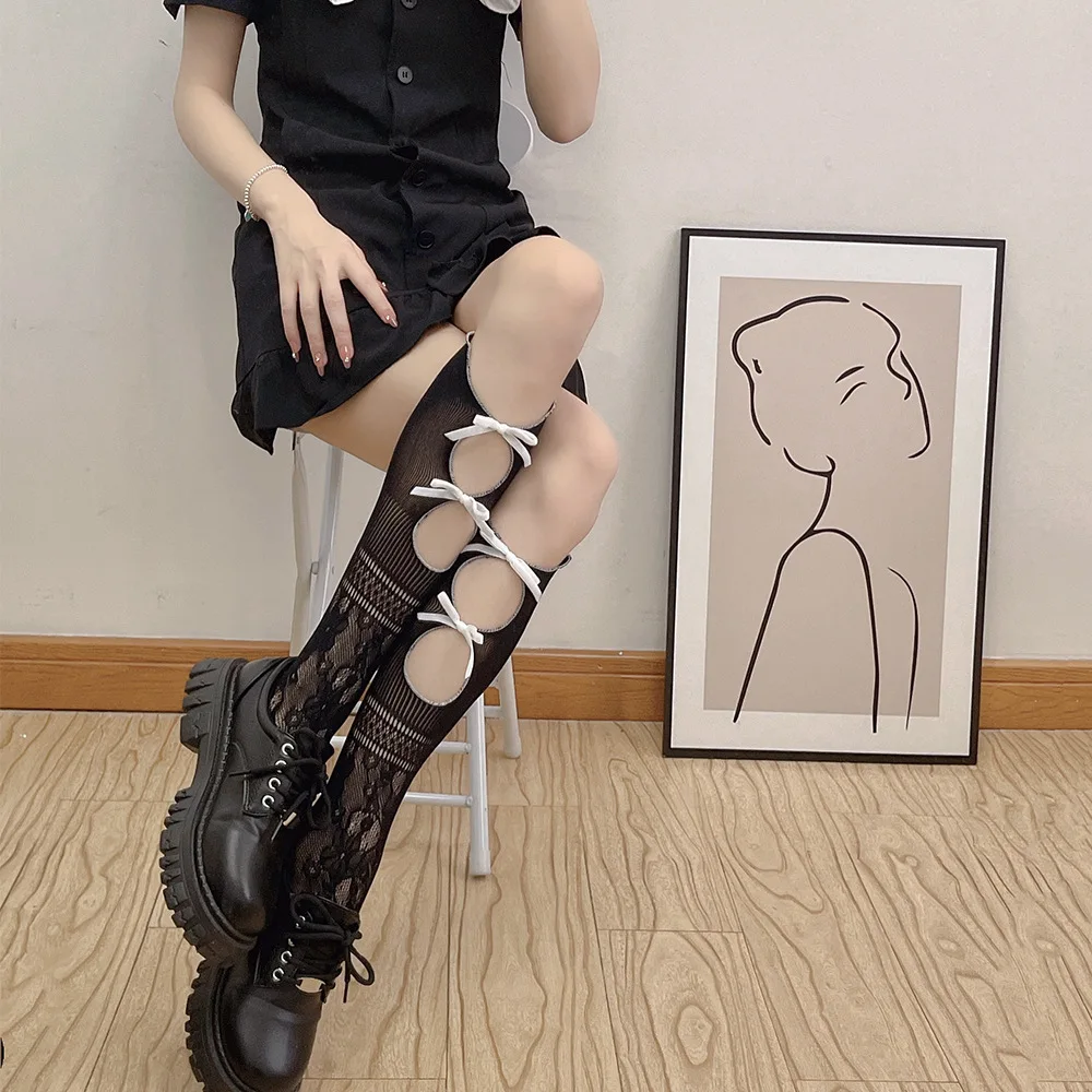

Сексуальные кружевные сетчатые длинные носки, чулки для женщин JK Lolita, милые гольфы для девочек, японские милые гольфы