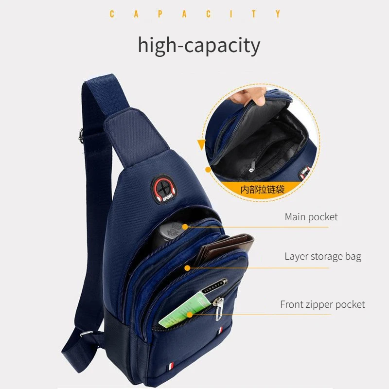 Men's Chest Bag Crossbody Bag Leisure Canvas Travel Bag Multifunctional Waterproof Handbag Outdoor Crossbody Bag