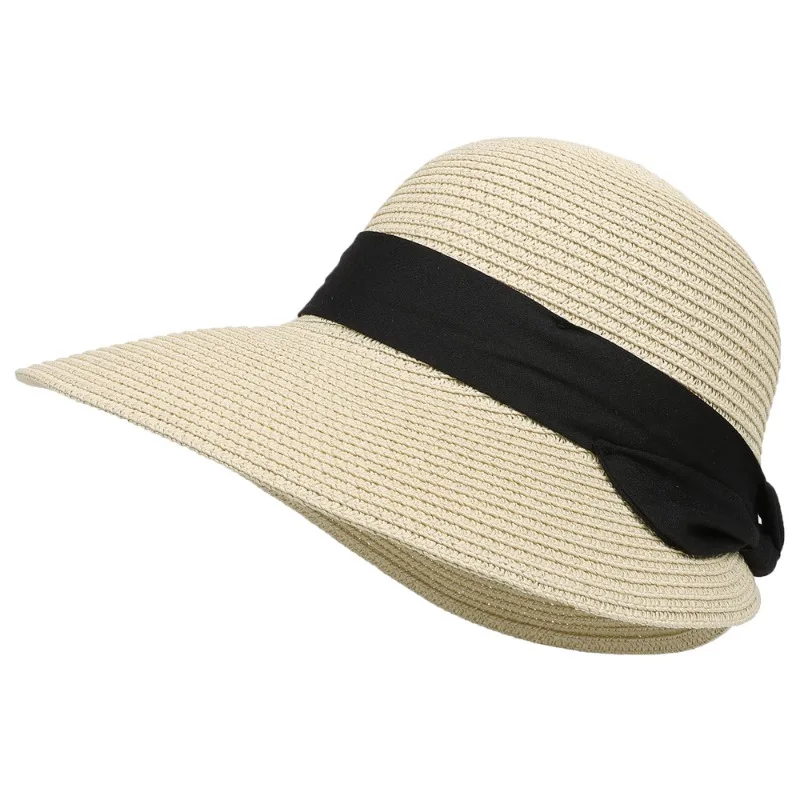 

Lady Sun Hat Big Bow Wide Brim Floppy Summer Hats for Women Beach Panama Straw Bucket Hat Sun Protection Visor Femme Casual Cap