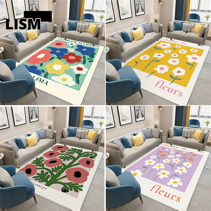 

Abstract Colorful Flower Carpet for Living Room Entrance Doormats Kitchen Mats Outdoor Floral Print Area Rugs Bedroom Home Decor