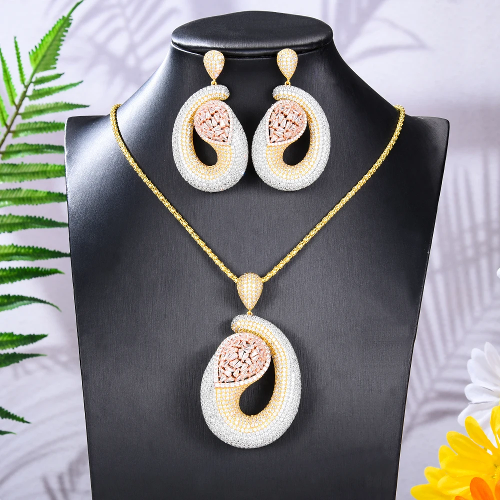 

Missvikki новые роскошные большие серьги-висюльки ожерелье Набор д благородные зубцы оправа CZ для женщин серьги