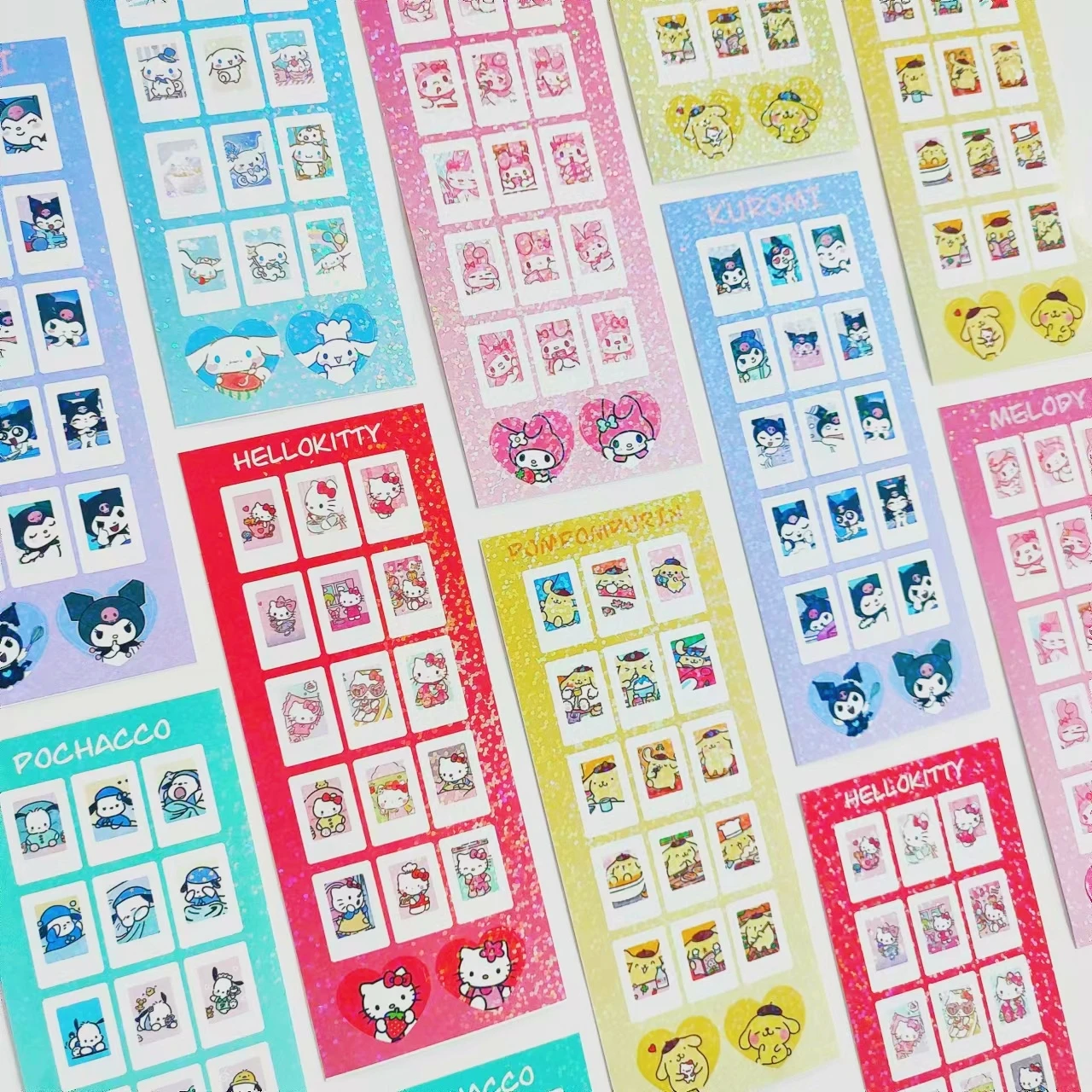 

New Sanrio Cartoon Cute Family Collection Series Goo Card Laser Colorful Hand Account Sticker Decoration Diy Material Paper