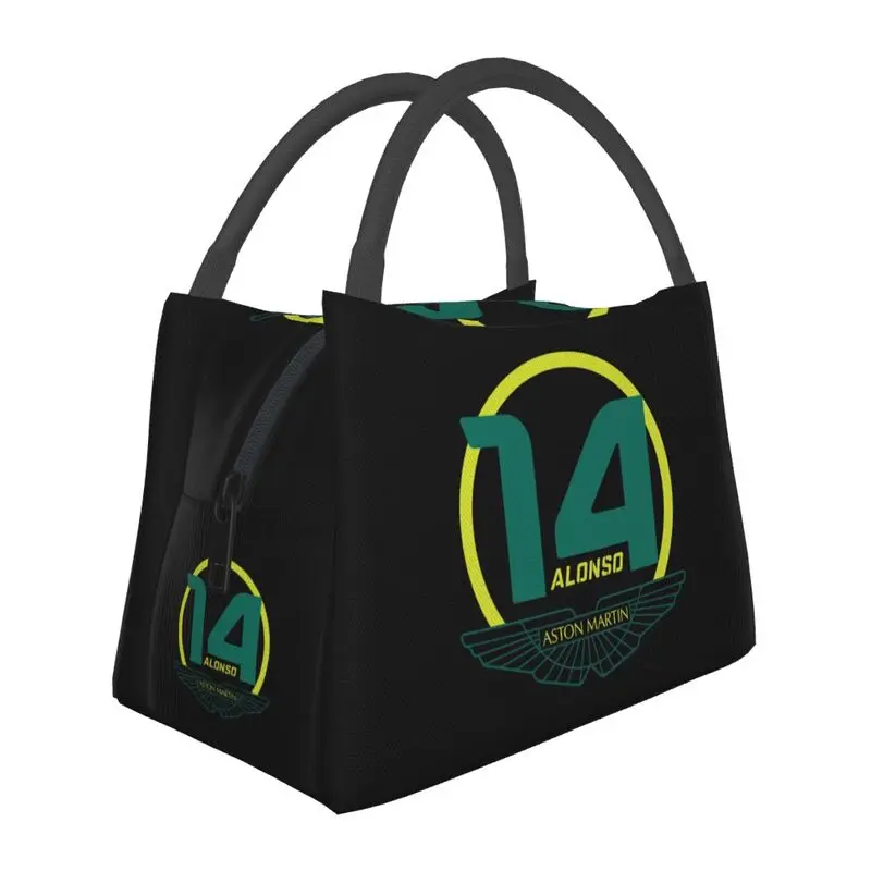 

Custom Fernando Alonso Aston Martin Lunch Bag Women Cooler Warm Insulated Lunch Boxes for Office Travel