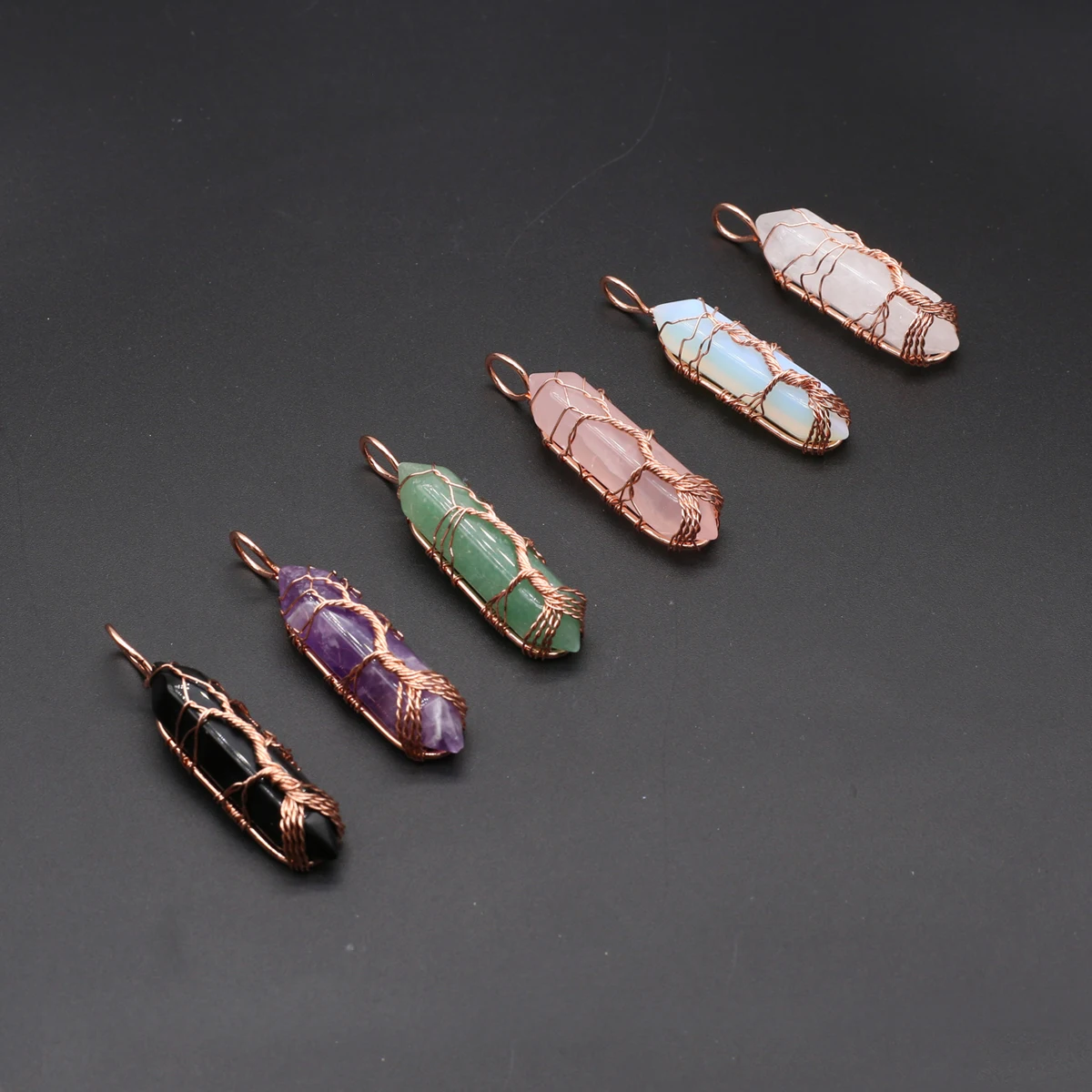 

Natural Stone Pendants Gold Color Wire Wrap Pendulum Crystal Column for Jewelry Making Diy Women Necklaces Earring Gifts