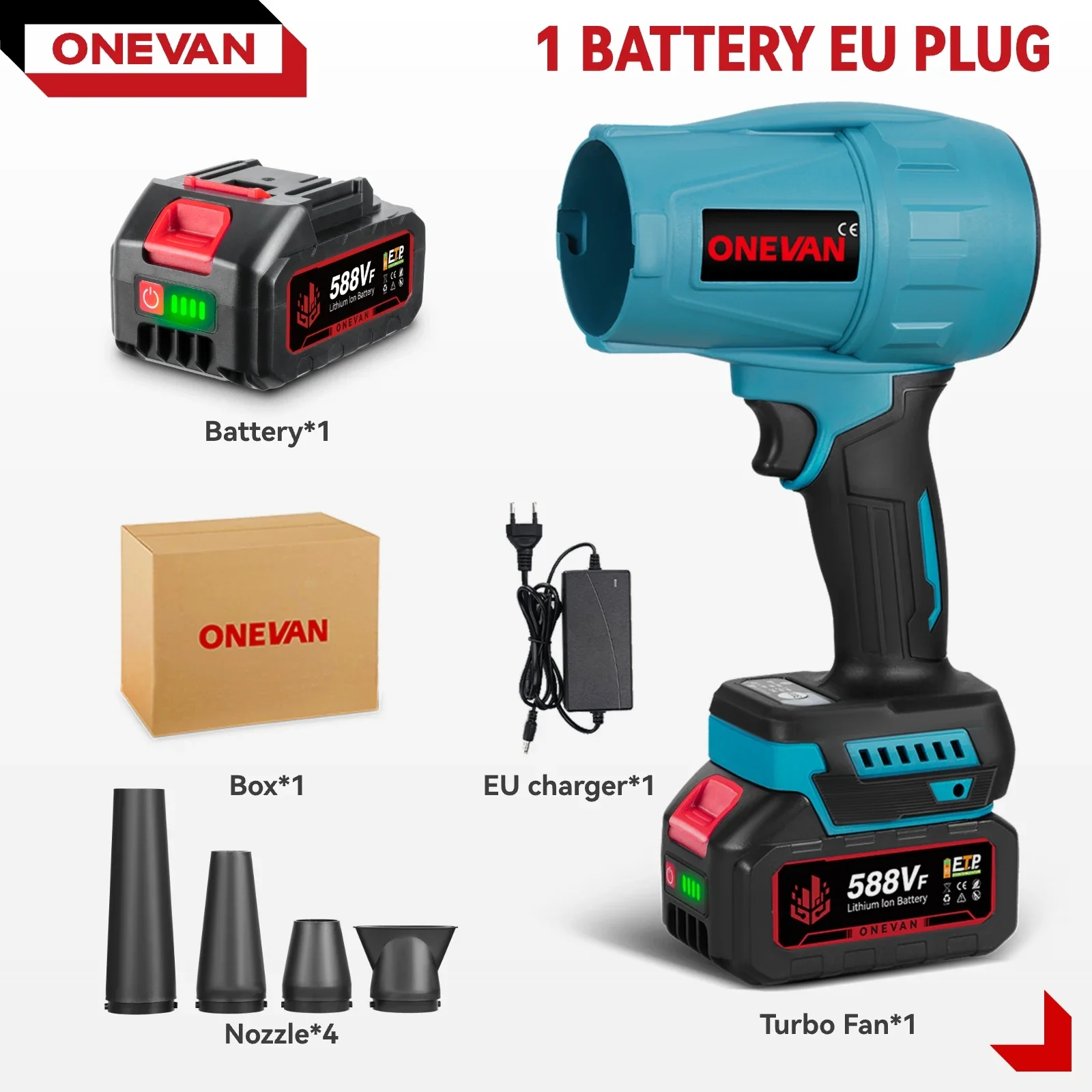 

ONEVAN Бесщеточный аккумуляторный воздуходувка для Makita 18В