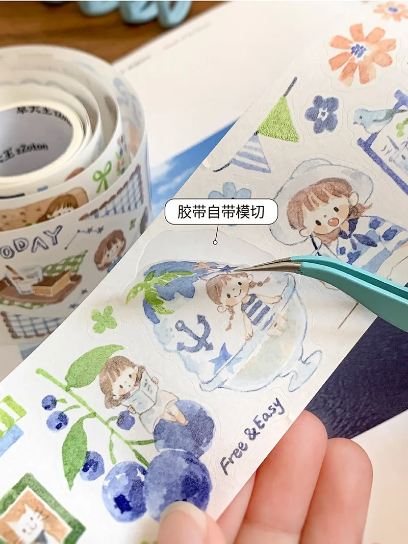 Zzoton INS Enjoy Shopping Girl Daily Die Cut Washi Paper Tapes Craft Supplies DIY Scrapbooking Card Making Decor Plan Sticker (art.: 3920db579c017) - 3920db579c017