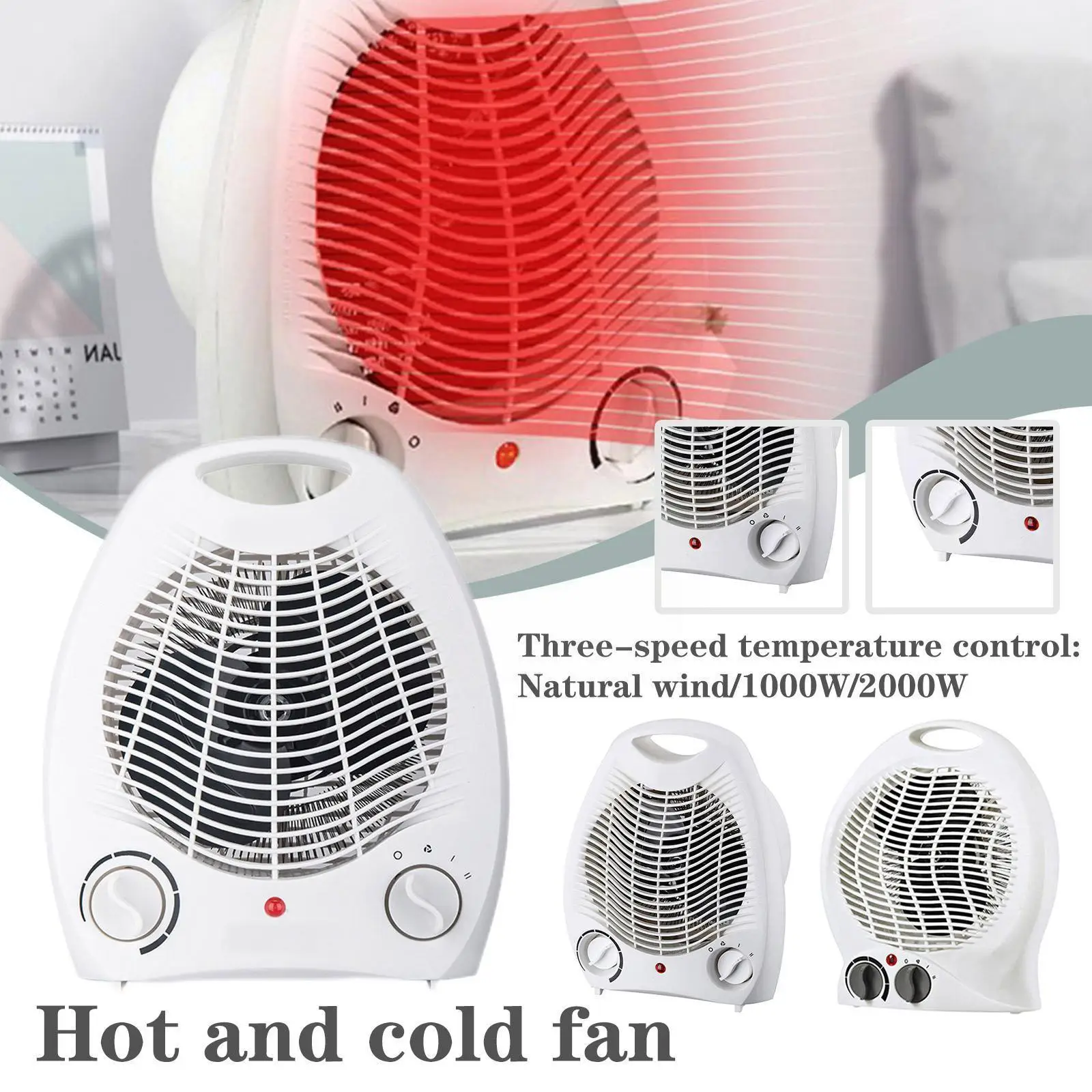 

Electric Space Heater Fan- Indoor Heater 1000w/2000w Electric Heater Heating Air Thermostat Adjustable Space Ceramic T3s6