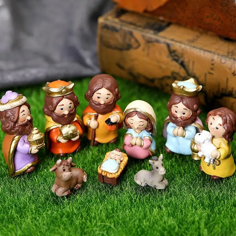 

Resin Holy Family Nativity Scene Figurine Jesus Christmas Decorative Figurines Ornaments Catholic Gift Tabletop Home Decoration
