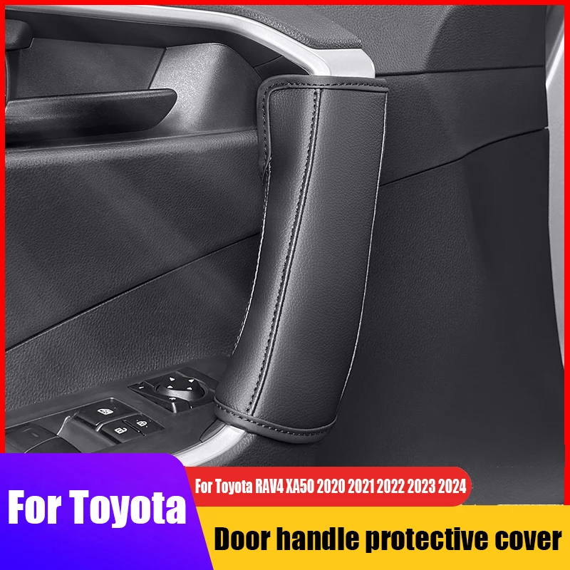 Фото Для Toyota RAV4 XA50 2021 2022 2023 2024 Защитный чехол на дверную ручку автомобиля из кожи для защиты салона №1