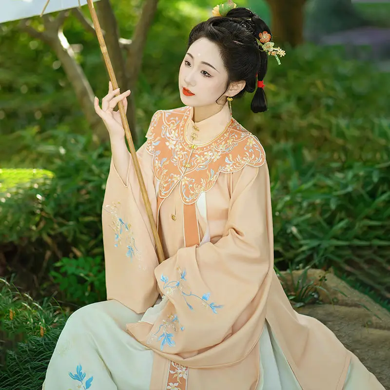 Оригинальная китайская династия Мин Женская юбка ханьфу с лошадью вышивкой в