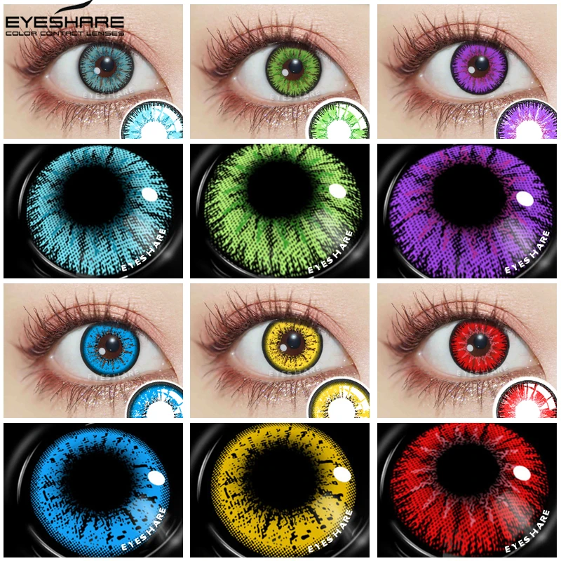 

Цветные контактные линзы EYESHARE для глаз Аниме Косплей цветные линзы голубые красные разноцветные линзы контактные линзы красивые ученики 1 пара