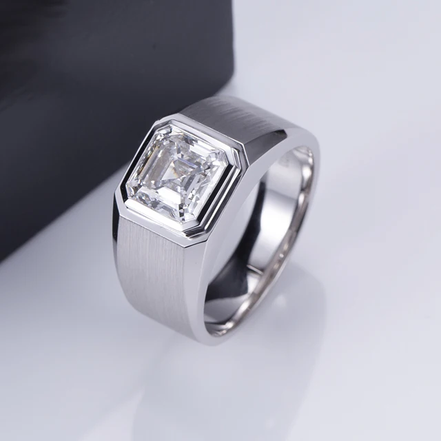 18K White gold Ring 2CT Asscher Cut Lab Diamond Men Ring US SIZE 8 1