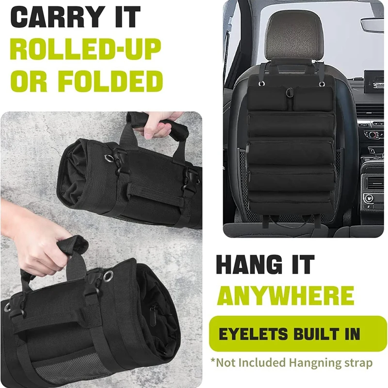 Свернутая сумка для инструментов органайзер в рулонах с 3 съемными сумками