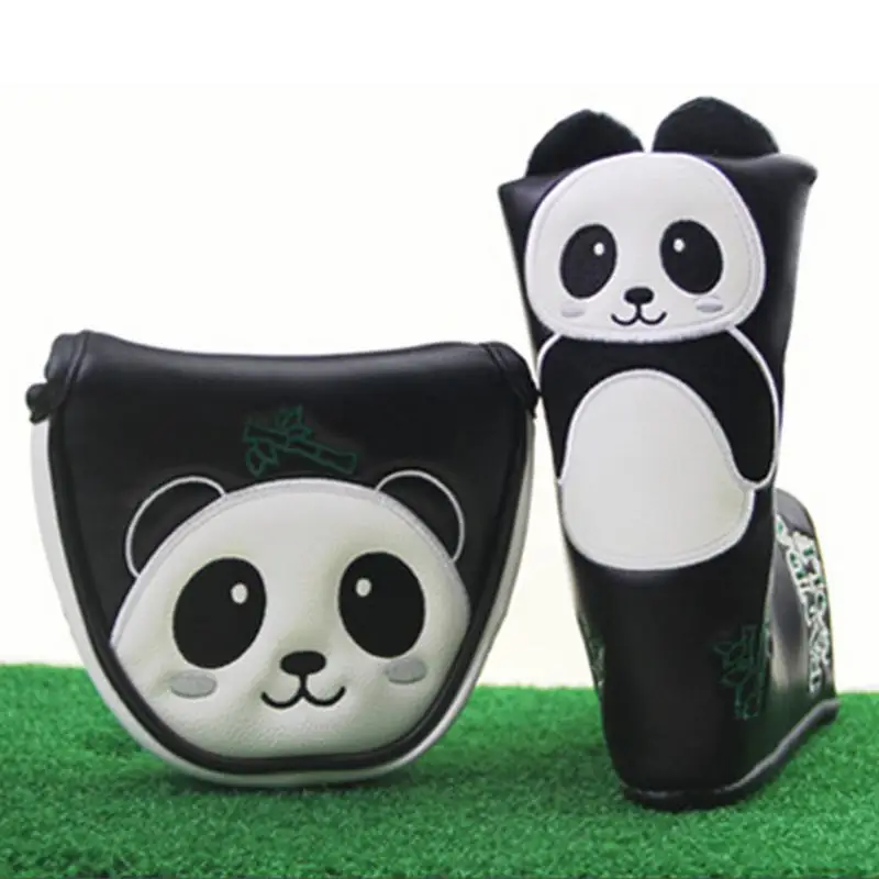 

Golf Putter Headcover Golfs Pusher Sleeve PU Golfs Putter Cover Half Round L-Shaped Rod Head Cover Magic Fit Embroidery Craft