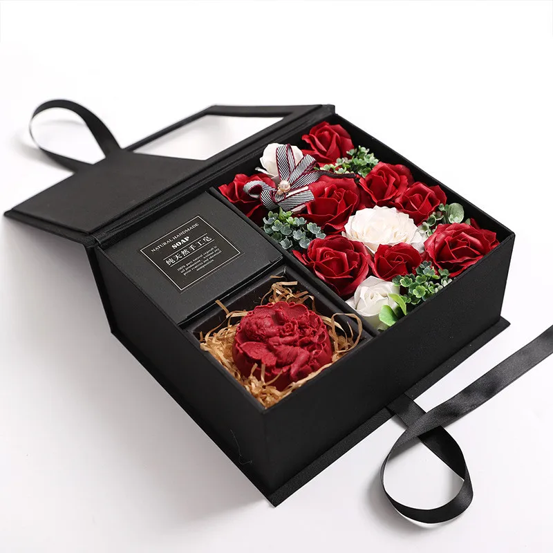 

New Mother's Day Gifts Soap Flower+Gift Box+handmade Soap Wedding Party Crafts DIY Gift Immortal Flower For Mum Grilfriend