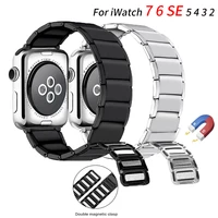 strap for apple watch band 7 6 5 4 3 se stainless steel bracelet apple watch 44mm 40mm 4541mm 4238mm magnetic loop for iwatch