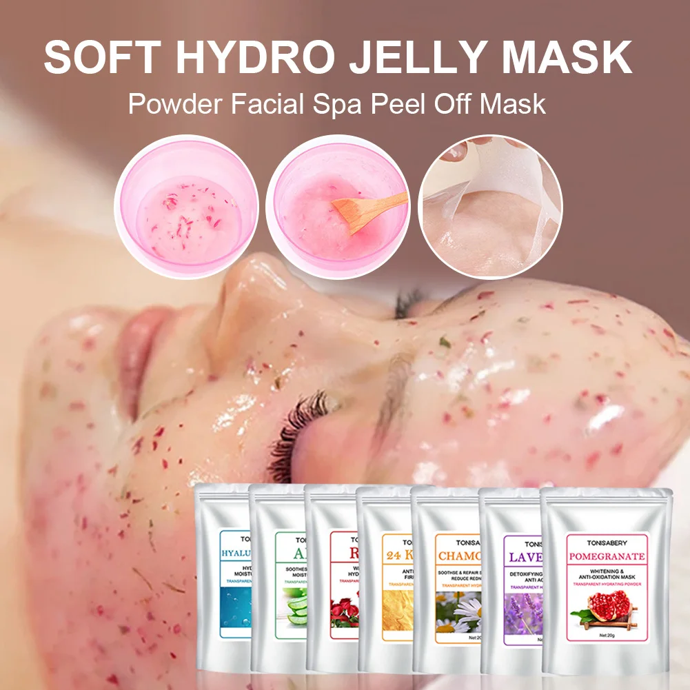 

Soft Hydro Jelly Mask Powder Face Skin Care Whitening Collagen Peel Off DIY Rubber Facial Jelly Mask For Spa Beauty Salon