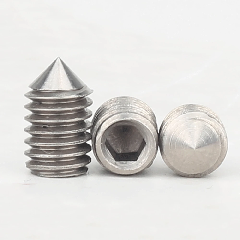 

TA2 Pure Titanium Point Set Set Set Screw, Hexagonal Cone Point Headless Base Screw Top Screw M4M5M6