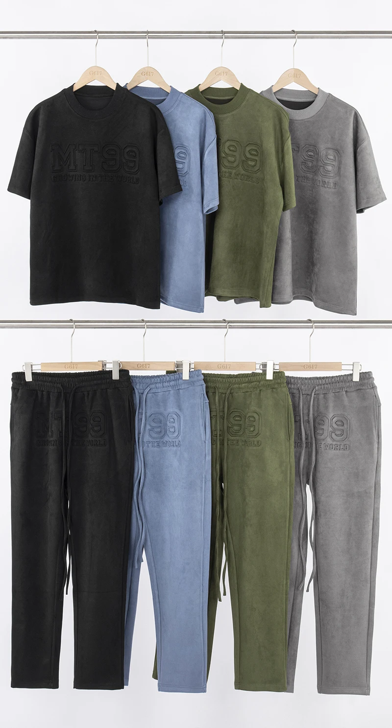 Костюм мужской в стиле ретро с Вышивкой Букв Харадзюку замшевая футболка