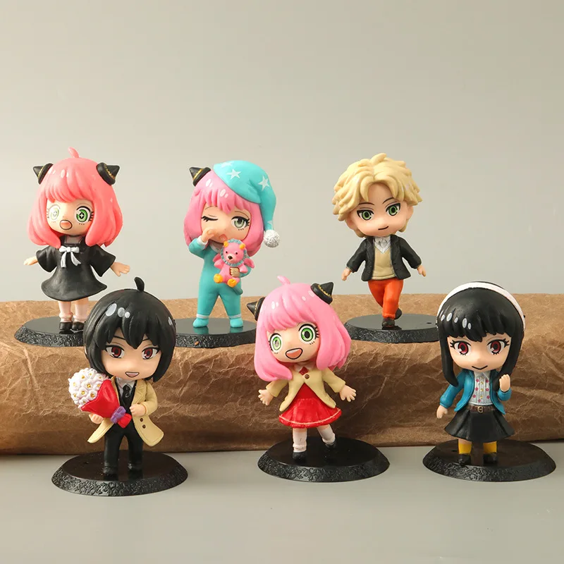 

6pcs Q Version SPY X FAMILY Anime Figure Anya Twilight Figure Loid Forger Anya Forger Yor Collectible Model Toys Gifts for Kids