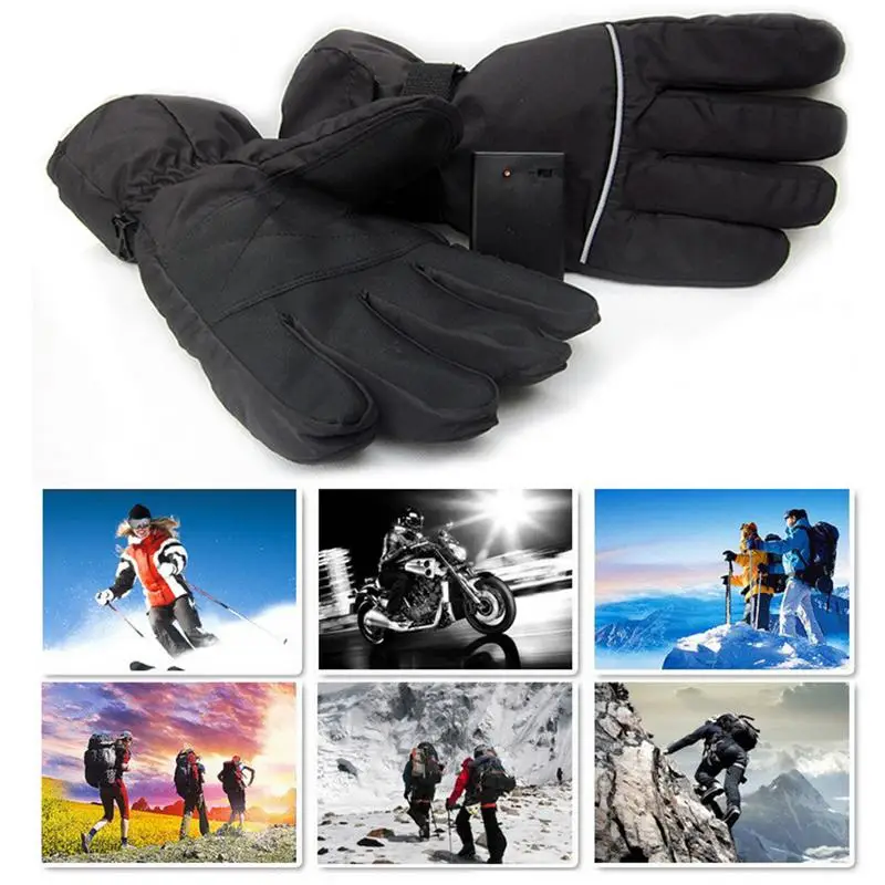 

Unisex Snow Ski Gloves Waterproof Heated Guantes Moto Touch Screen Battery Powered Motorbike Racing Riding Skiing Gloves Winter