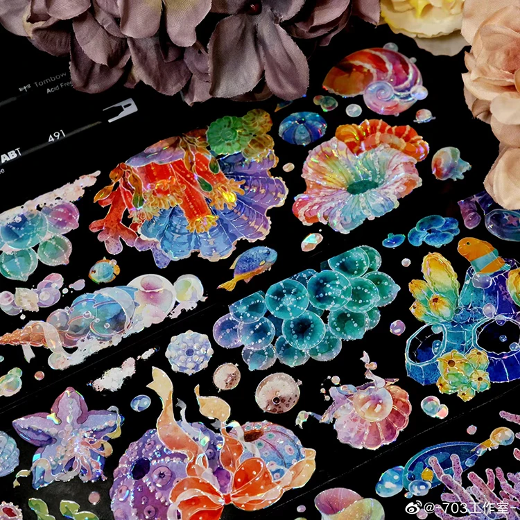

Forest in The Ocean Coral Fish Shell Shiny PET Washi Tape