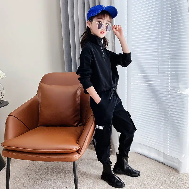 

Одежда для девочек 10-12 лет, модные повседневные толстовки для девочек-подростков, детская одежда на весну и осень, свитеры с длинным рукавом,...