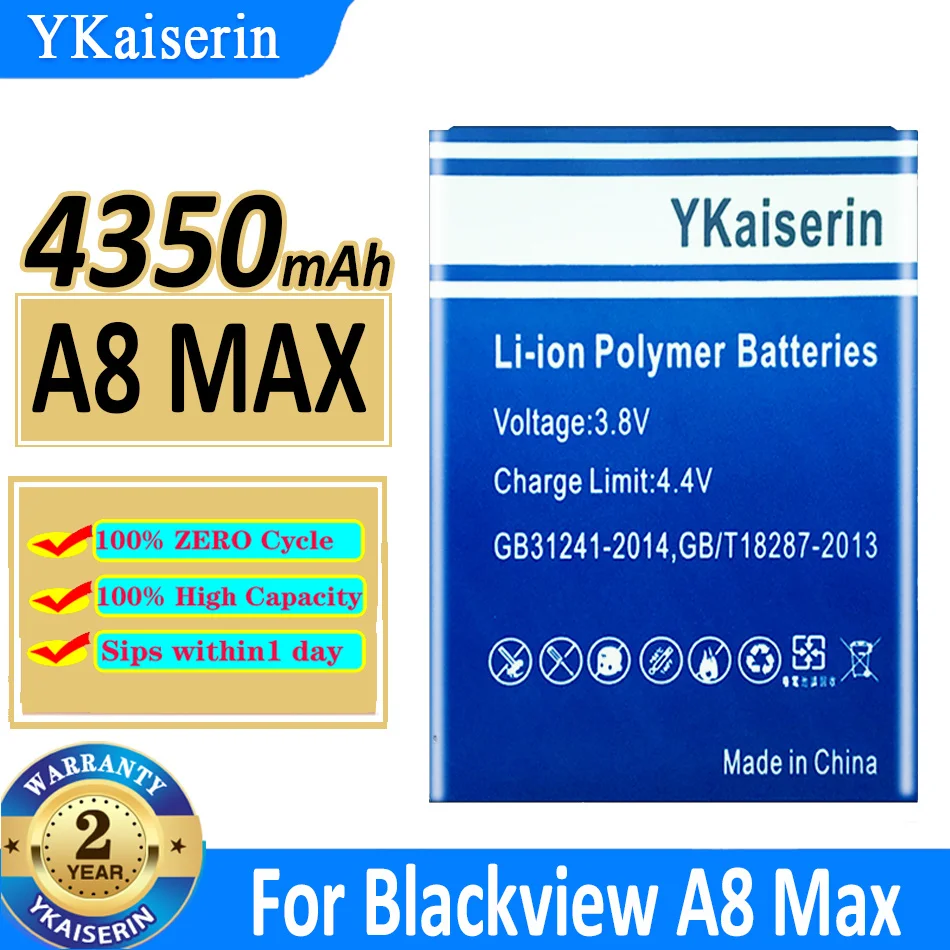 

Аккумуляторная батарея ykaisсеребрин для Blackview A8 MAX A8Max A 8 Max, 4350 мАч, с бесплатными инструментами