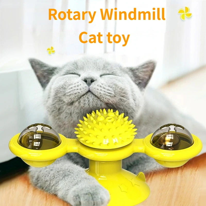 

Забавная игрушка для кошек, вращающаяся ветряная мельница светодиодный Ной шаровой и Кошачьей Мятой, щетка для царапин и волос, интеллектуа...