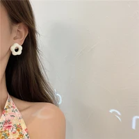 s925 korean hollowed out acrylic flower earrings for women lovely girl simple 2022 trend charm versatile earrings sweet jewelry