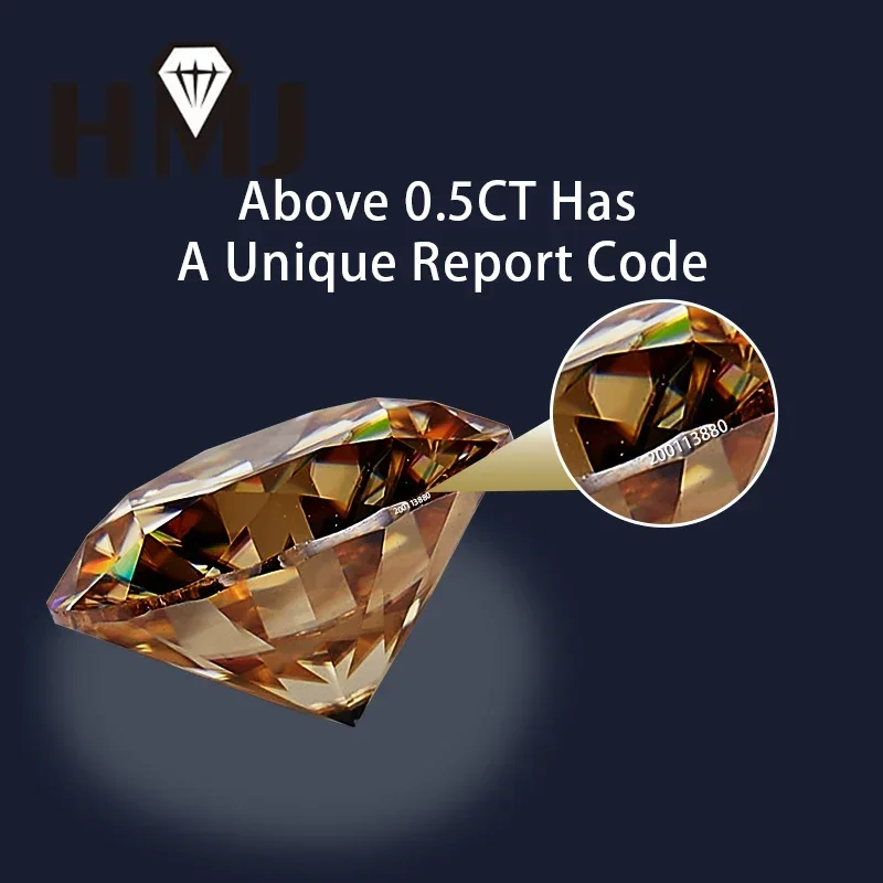 Свободные камни из муассанита натуральный цвет шампанского круглая огранка 0 5–12