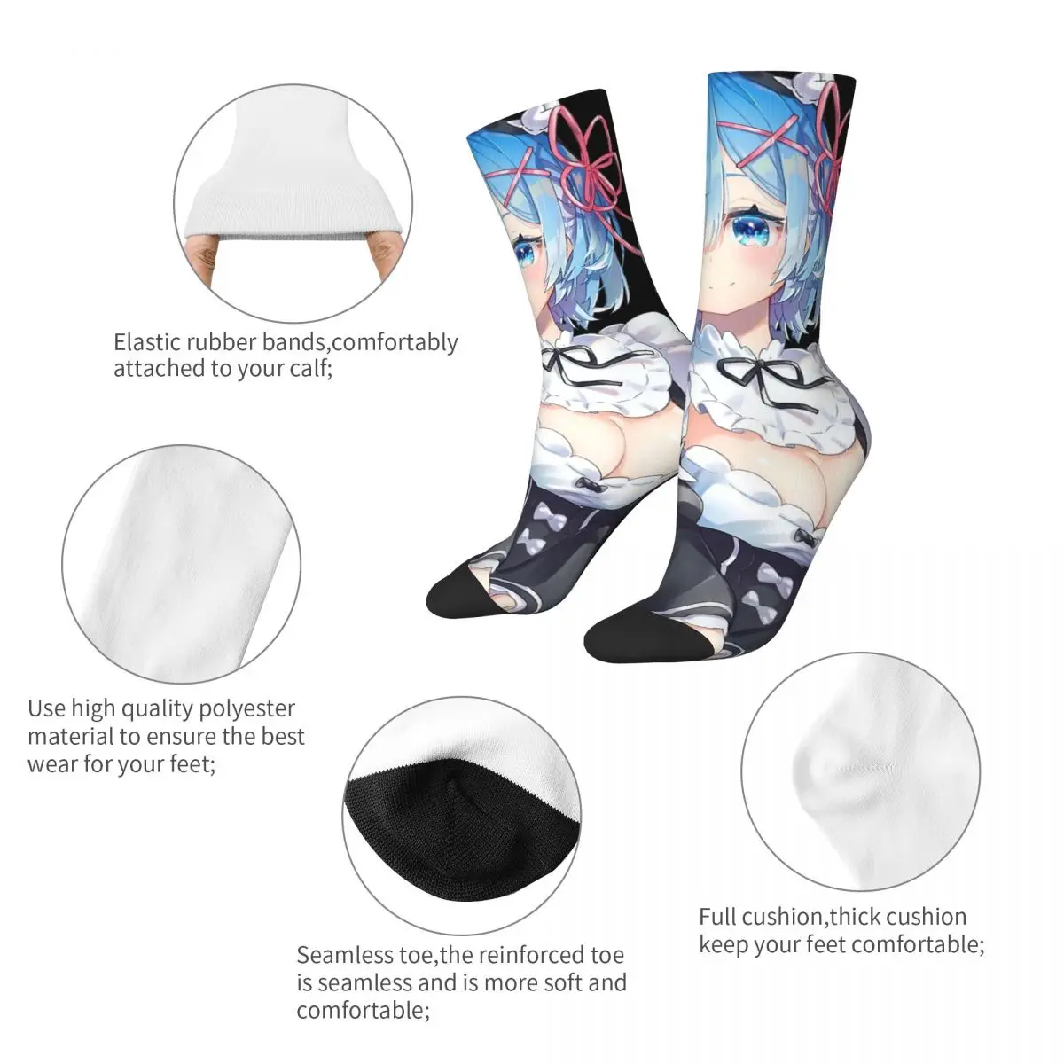 Re Zero - Rem Maid Smile Adult Socks,Unisex socks,men Socks women Socks