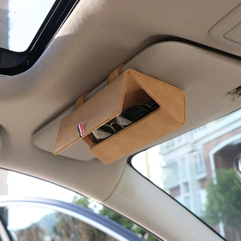 

Universal Car Leather Sunglasses Organizer Glasses Case Multifunctional Car Sun Visor Storage Bag Fashion Car Interior