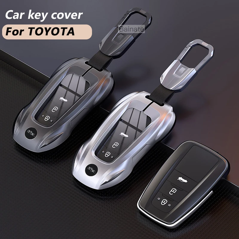Фото Чехол для ключей, для Toyota Crown, Mirai, Alpharo, Corolla, Prius, Camry, bZ4X, bZ3, Rav4, защитный чехол-держатель для смарт-ключа с цепочкой №1