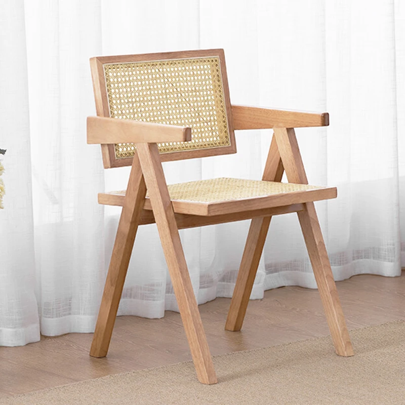 

Обеденное кресло из ротанга в скандинавском стиле, минималистичный эргономичный дизайн, современный расслабляющий стул для комнаты, столовой, библиотеки