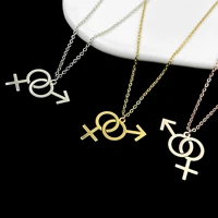 personalized male female logo symbol pendant necklace stainless steel fashion for women cross chain necklace gold jewelry gifts