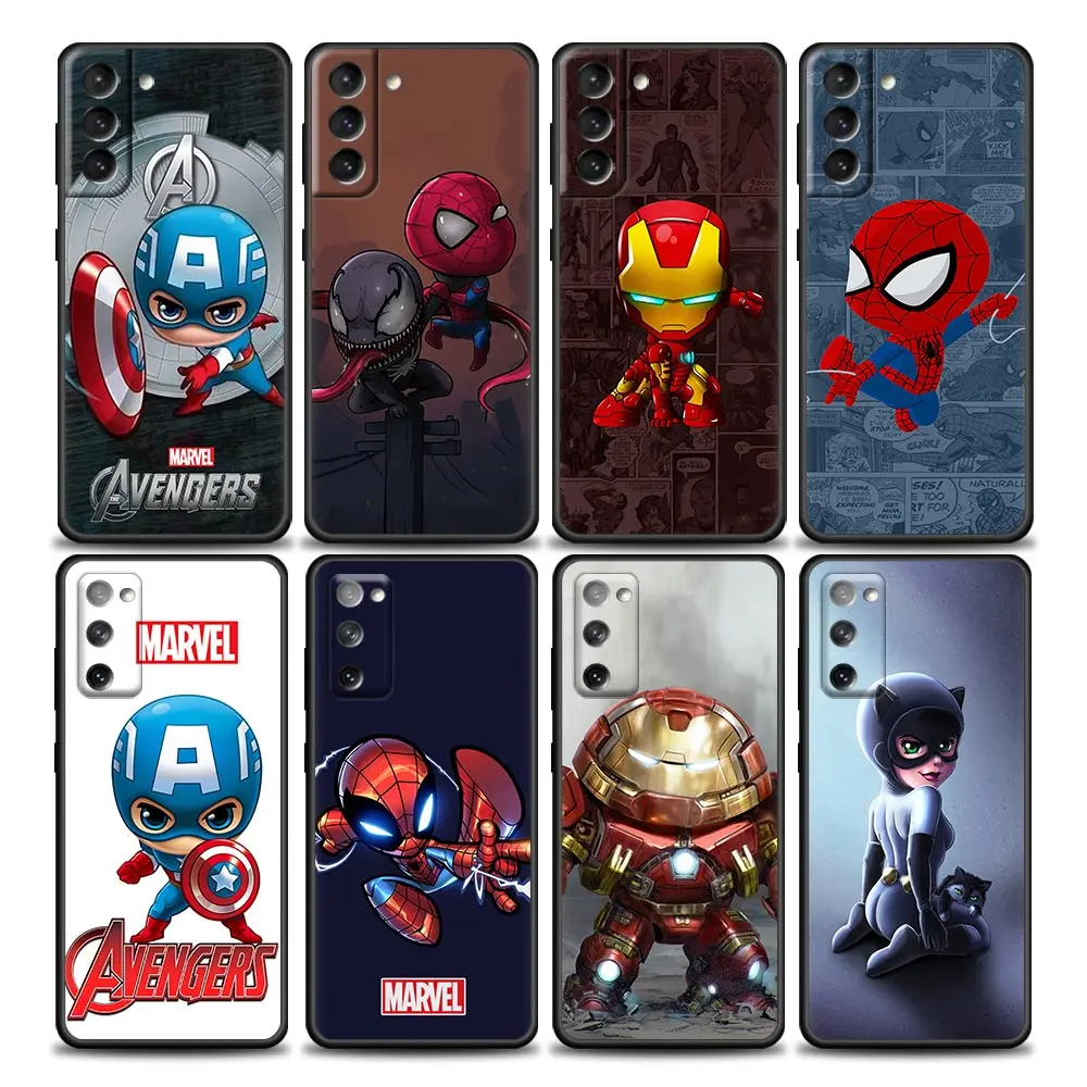 

Cartoon Captain America Venom Case Cover For Samsung Galaxy S21 S22 S20 S 21 Ultra FE Plus S7 S8 S9 S10 Plus Lite Soft TPU Cases