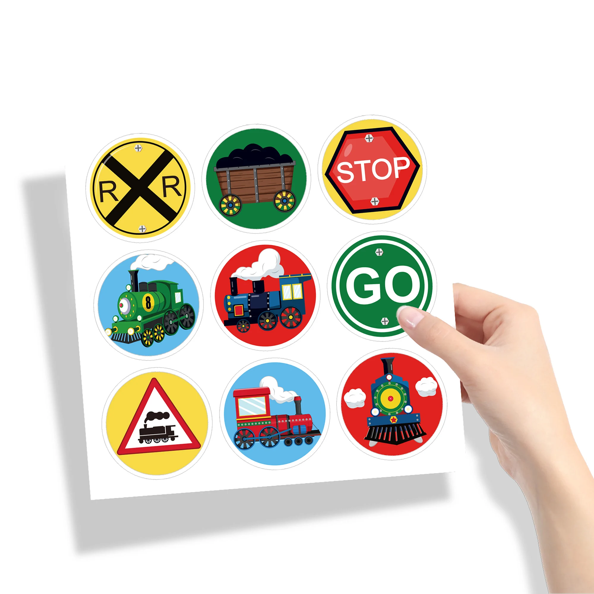 

KK203 180pcs Cartoon Train Cargo Travel Birthday Party PVC Stickers Gift Sealing Labels for Biscuit Baking Candy Box Decorations