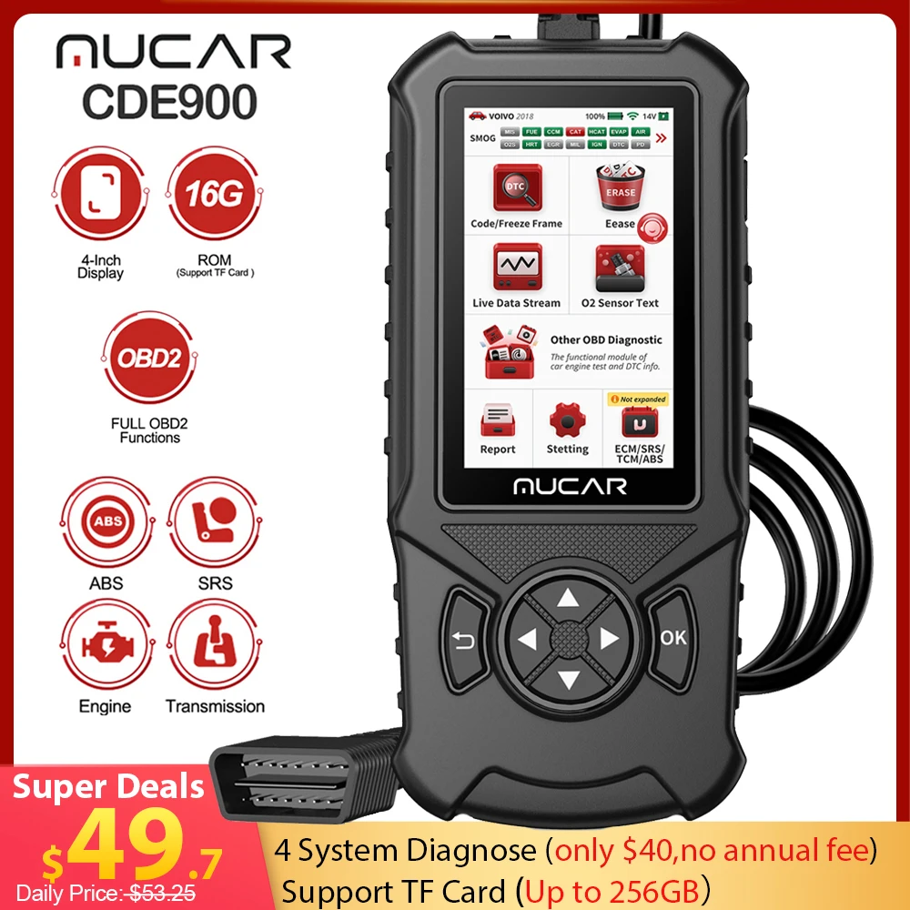 MUCAR CDE900 OBD2 Scanner outil de diagnostic pour les mécaniciens Auto/Car ABS/SRS/TCM/Engine