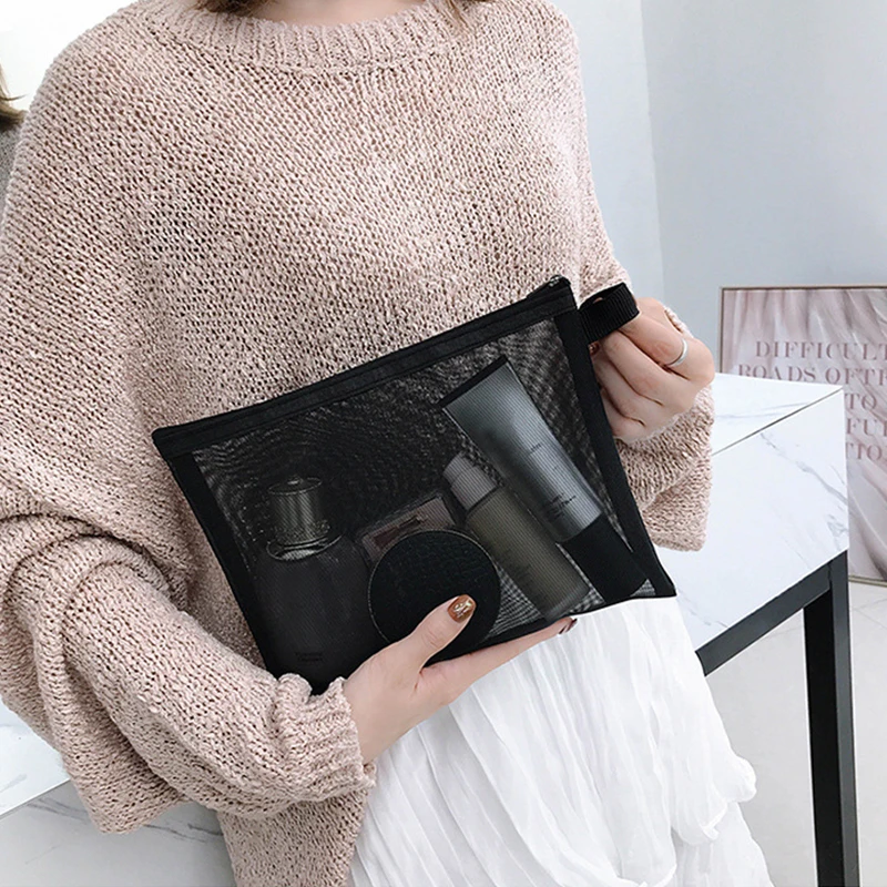 

Сетчатая Сумка для косметики разных размеров, портативный прозрачный мини-органайзер для женских туалетных принадлежностей, Дорожный Чехо...