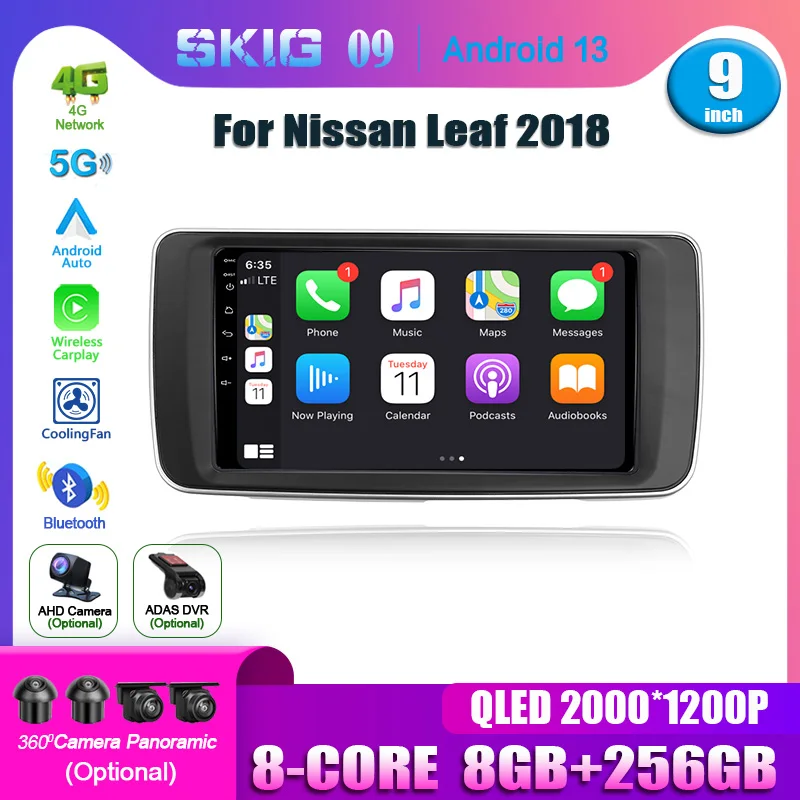 Автомобильный радиоприемник Android 13 для Nissan Leaf 2018 мультимедийный видеоплеер