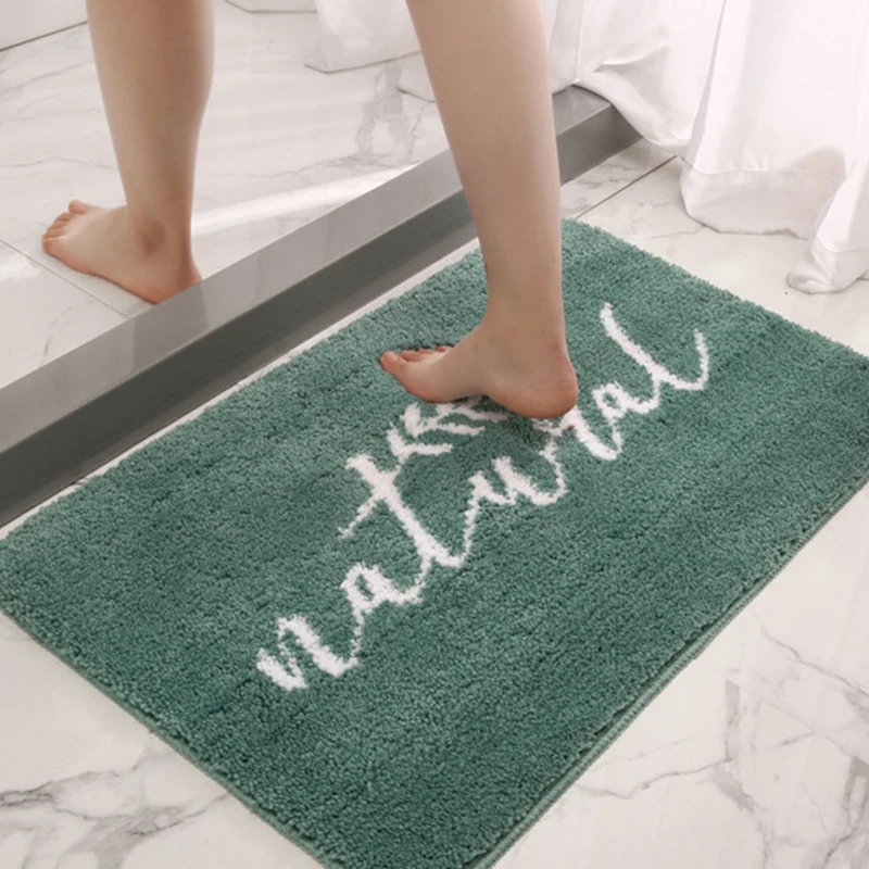 

Fluffy Bath Mat Microfiber Comfortable Shower Foot Pad Water Absorption Flocking Carpet Toilet Rugs Floor Bathroom Accessories